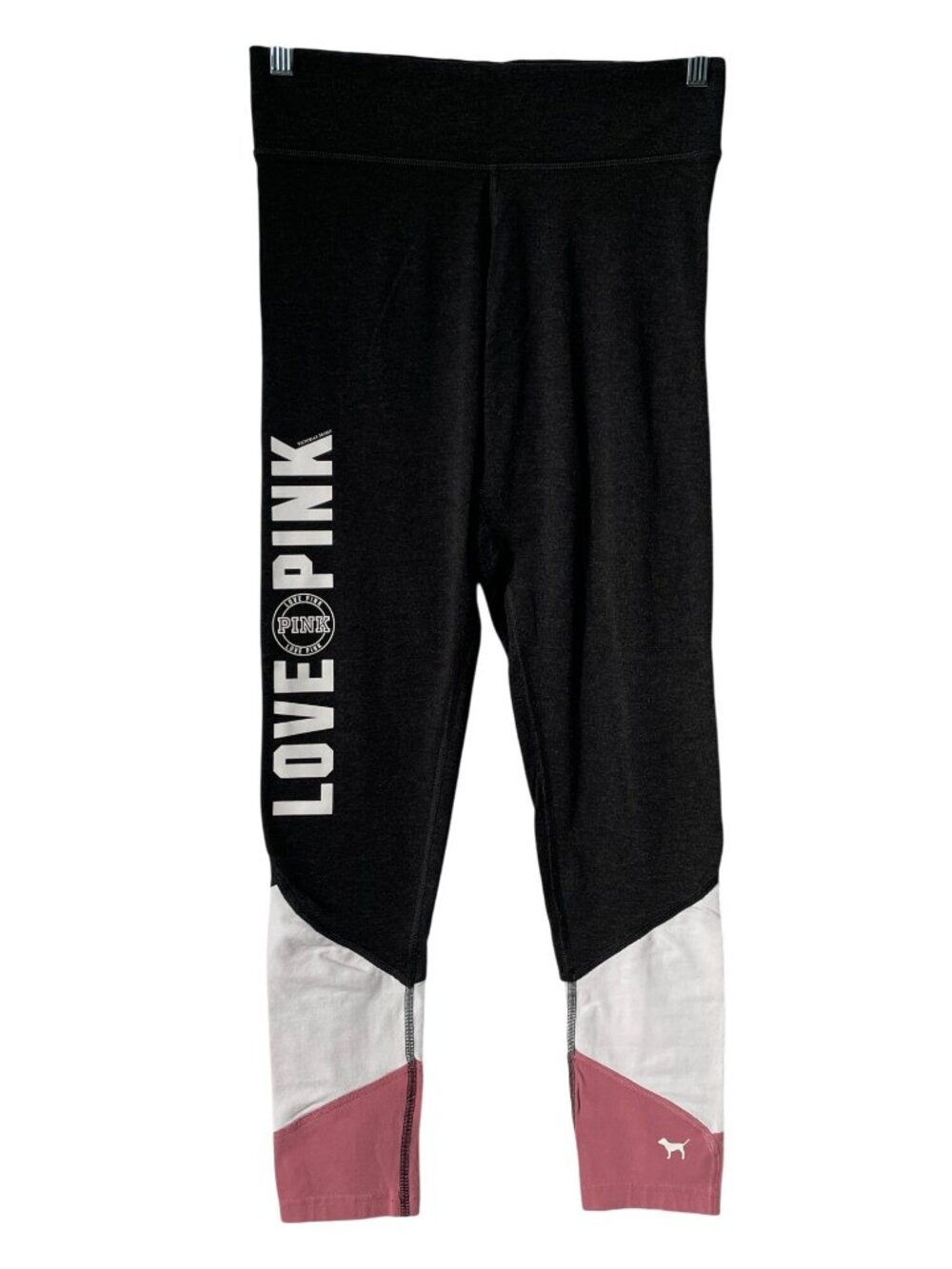 PINK Victoria's Secret Yoga Leggings Medium Charcoal White Pink Colorblock Gym